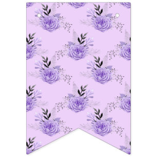 Lila farbige Blume Botanisches Blumenmuster Wimpelkette