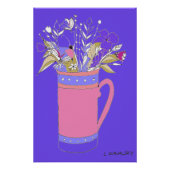 Lila, farbige Blume in einem Tasse-Poster Poster (Vorderseite)