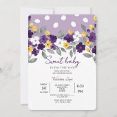 Lila | Farbige Blume Kinderdusche Einladung (Vorderseite)