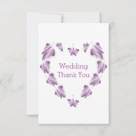 Lila farbige Butterflies-Hochzeit Dankeskarte