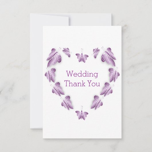 Lila farbige Butterflies-Hochzeit Dankeskarte (Vorderseite)