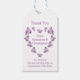 Lila farbige Butterflies-Hochzeit Geschenkanhänger