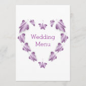 Lila farbige Butterflies-Hochzeit Menükarte (Vorderseite)