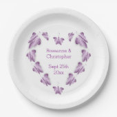Lila farbige Butterflies-Hochzeit Pappteller (Vorderseite)