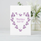 Lila farbige Butterflies-Hochzeit RSVP Karte (Stehend Vorderseite)