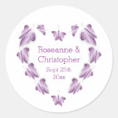 Lila farbige Butterflies-Hochzeit Runder Aufkleber (Vorderseite)