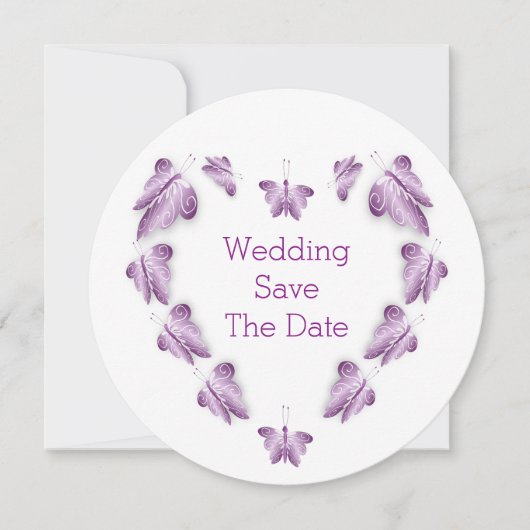 Lila farbige Butterflies-Hochzeit Save The Date (Vorderseite)