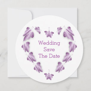 Lila farbige Butterflies-Hochzeit Save The Date