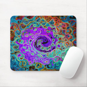Lila Farbige Groovige Abstrakte Retro Flüssigkeits Mousepad