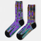 Lila Farbige Groovy Abstrakte Retro Atomwaves Socken (Linkes Detail)