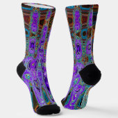 Lila Farbige Groovy Abstrakte Retro Atomwaves Socken (Gewinkelt)
