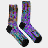 Lila Farbige Groovy Abstrakte Retro Atomwaves Socken (Rechts)