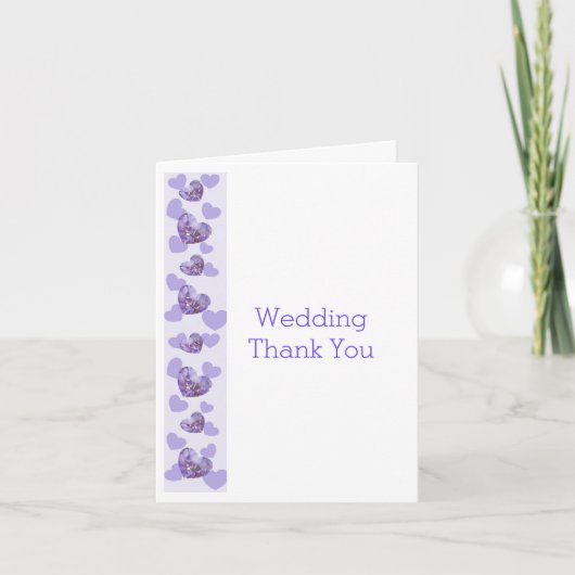 Lila farbige Wisteria Heart Design Wedding Dankeskarte (Vorderseite)