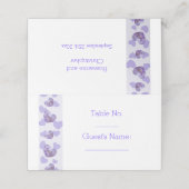 Lila farbige Wisteria Heart Design Wedding Platzkarte (Außenseite Aufgefaltet)