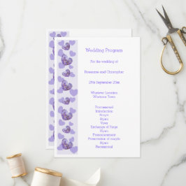 Lila farbige Wisteria Heart Design Wedding Programm