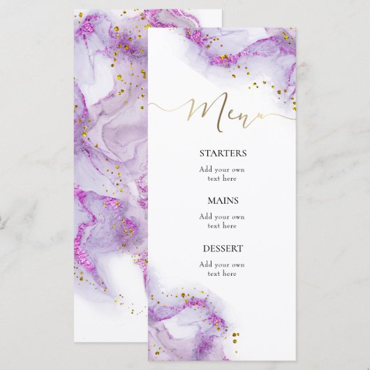 lila Farbmenü Menükarte (Vorne/Hinten)