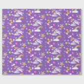 Lila Farbmuster 2. Geburtstag Einhorn Muster Geschenkpapier (Flach)