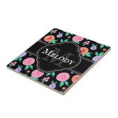 Lila Farbmuster für die Rose auf schwarz Fliese (Seite)