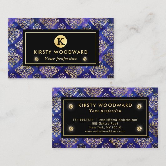 Lila Farbmuster mit GoldDamaske Visitenkarte (Vorne/Hinten)