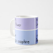 Lila Farbpalette-Farbchips Kaffeetasse (Vorderseite Links)