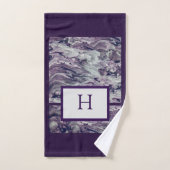 Lila Farbschwirl mit Monogramm Badhandtuch Set (Handtuch)