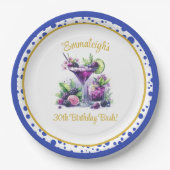 Lila Farbtöne: Blauviolette Punkte Geburtstagsbash Pappteller (Vorderseite)