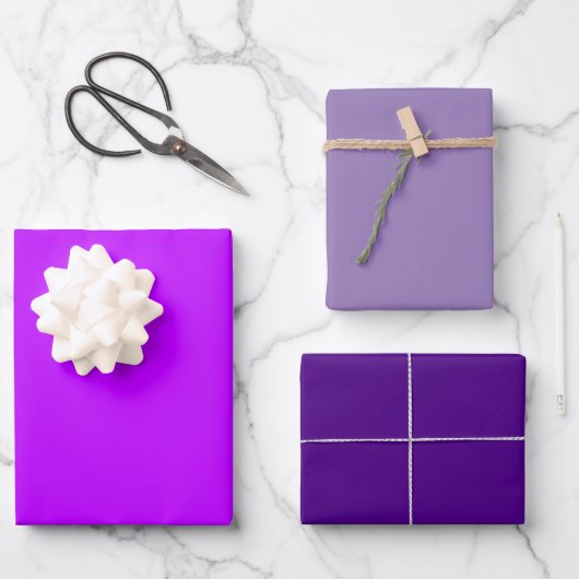 Lila Farbtöne von Elektro-Lavendel 3 Tones Geschenkpapier Set (Vorderseite)