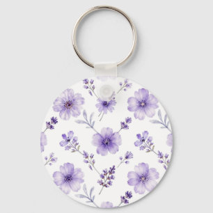 Lila Färbung der Leinsamen-Blumen-Wasserfarben-Mus Schlüsselanhänger