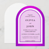 Lila Farbverlauf elegante Hochzeit Einladung (Vorne/Hinten)