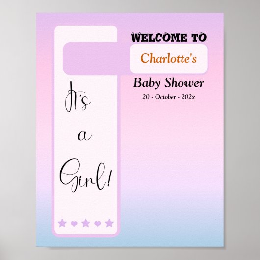 Lila Farbverlauf Süße Augapfel-Baby-Party Begrüßun Poster (Vorne)