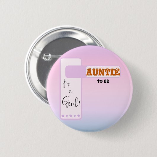 Lila Farbverlauf Süße Augapfel-Text Tante-wird Button (Vorne & Hinten)