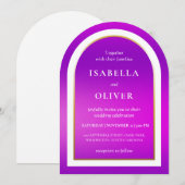 Lila Farbverlauf weißer Text Hochzeit Einladung (Vorne/Hinten)
