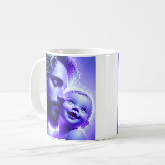Lila Father Baby Bond Kaffeetasse (Vorderseite Links)