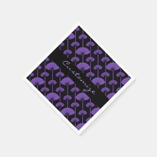 Lila Feathered Floral Fans Muster Napkins Serviette (Ecke)