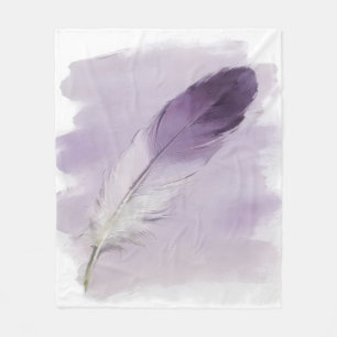 Lila Feder Boho-Aquarell Minimalistische Kunst Fleecedecke