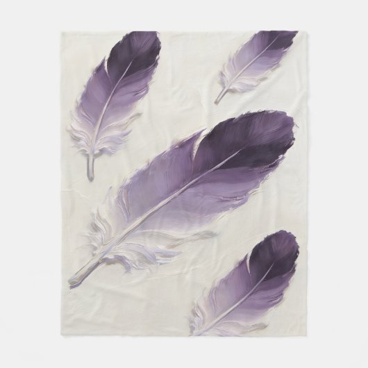Lila Feder Weich Ästhetisch Modern Boho Fleecedecke (Vorderseite)