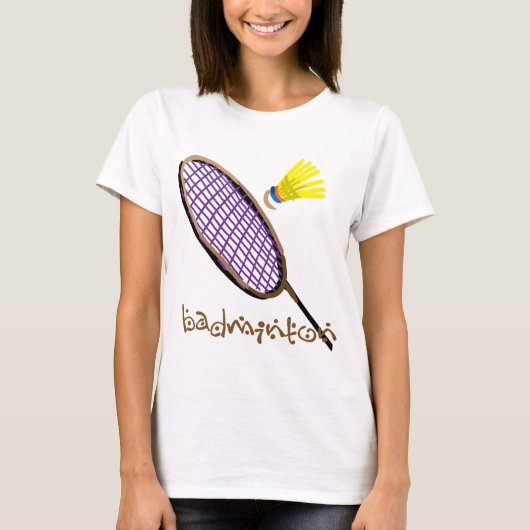 Lila Federballschläger T-Shirt (Vorderseite)