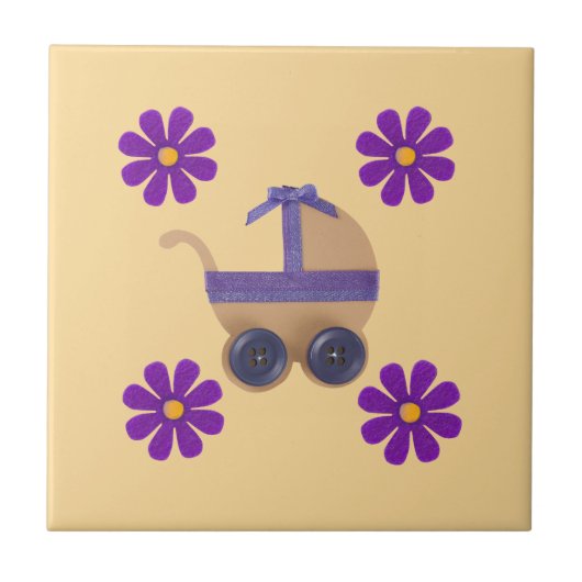 Lila Federkeil, violette Blumen Fliese (Vorderseite)