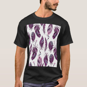 Lila Federn: Nahtloses vintage-ornamentales Muster T-Shirt