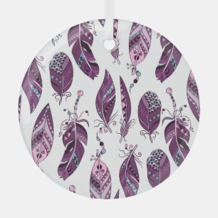 Lila Federn: Vintage Ornamentik nahtlos. Ornament Aus Glas