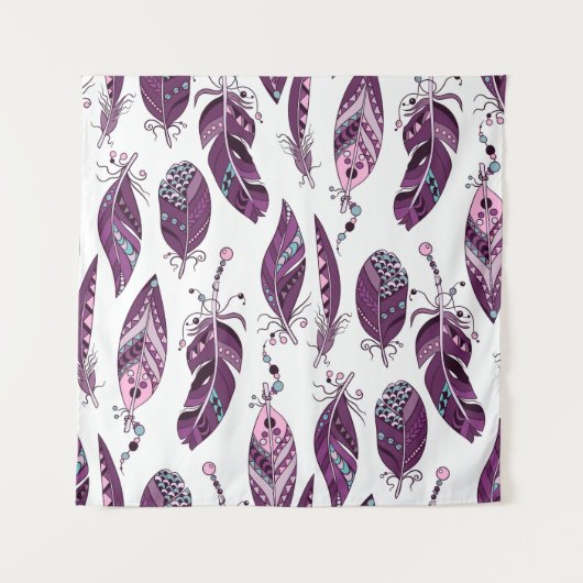 Lila Federn: Vintage Ornamentik nahtlos. Wandteppich (Vorderseite)