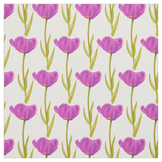 Lila Federtulip botanisches Aquarellgewebe Stoff (Muster)