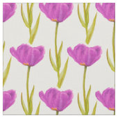 Lila Federtulip botanisches Aquarellgewebe Stoff (Nahaufnahme)