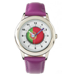 Lila Federwache der portugiesischen Flagge des Kin Armbanduhr