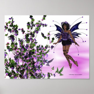 Lila Fee mit Hummingbirds Print Poster