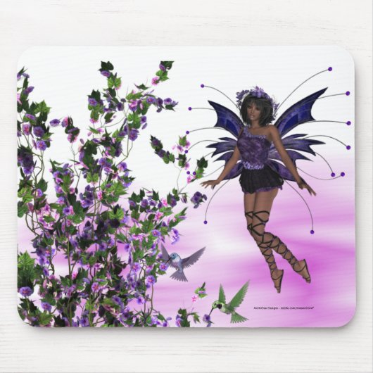 Lila Fee mit Kolibris Mousepad (Vorne)