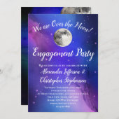 Lila Feier über die Moon Engagement Party Einladung (Vorne/Hinten)