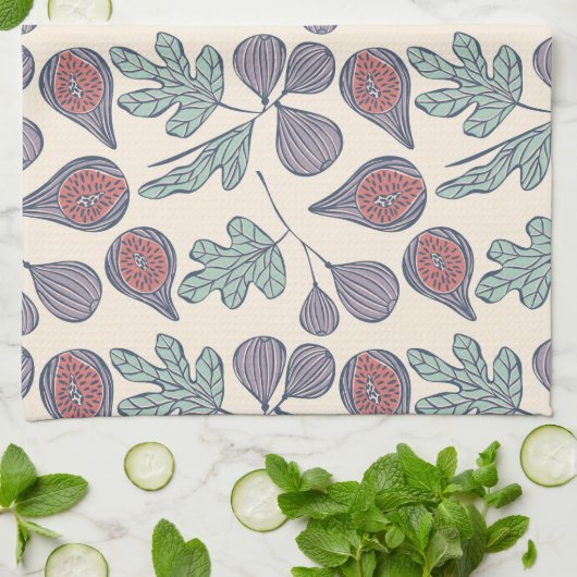 Lila Feigen Geschirrtuch (Gefaltet)