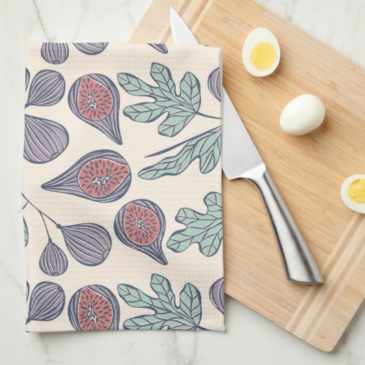 Lila Feigen Geschirrtuch (Viertel Falte)