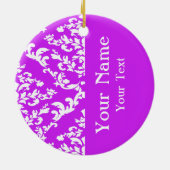 Lila feiner Damast mit/ Name bei Emporiomoffa Keramik Ornament (Hinten)